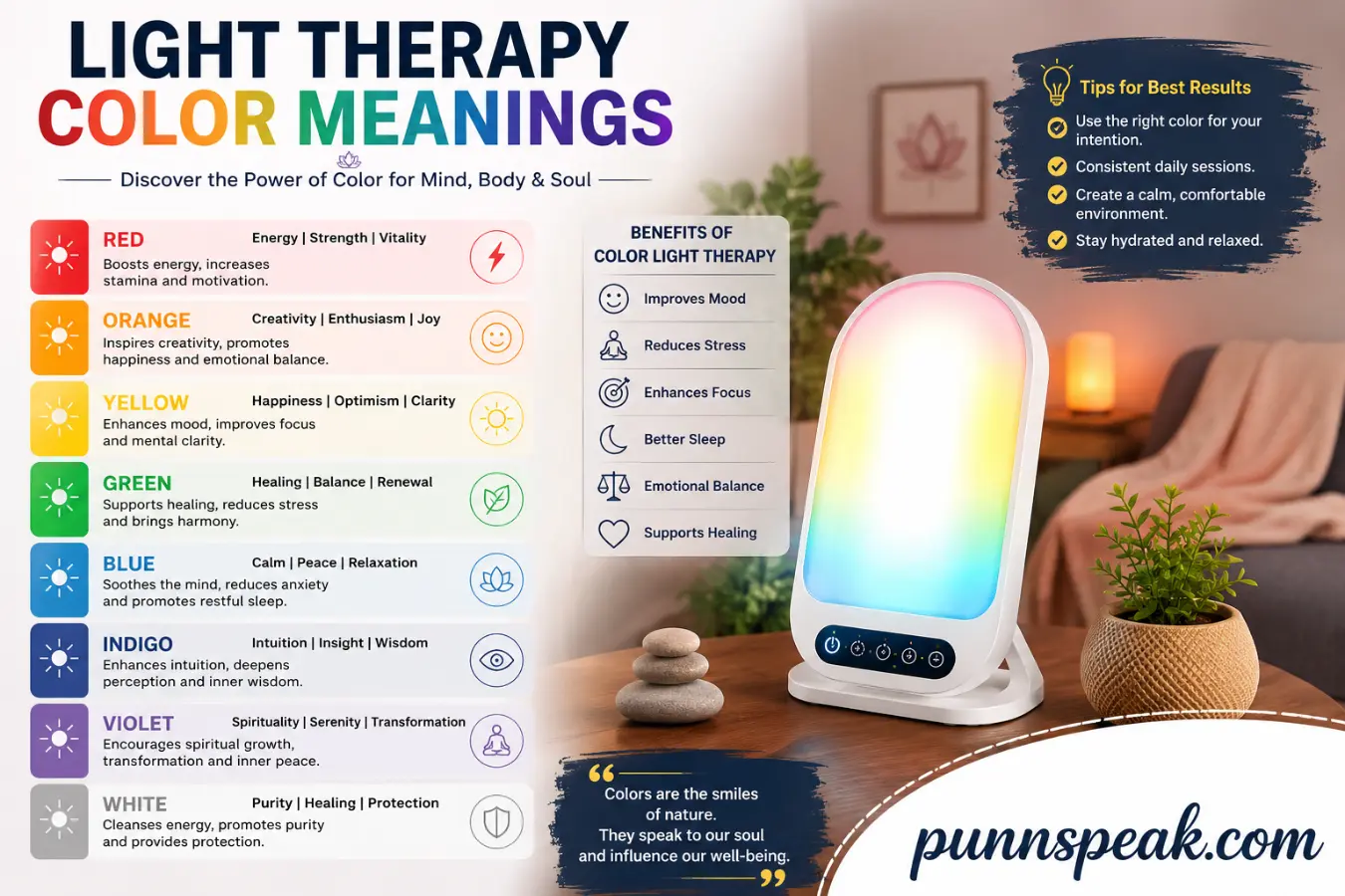 light therapy color meanings