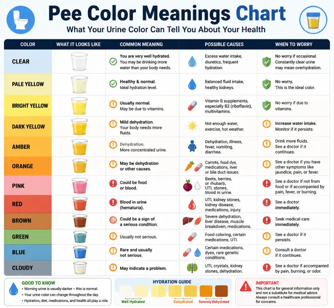 Pee Color Meanings Chart