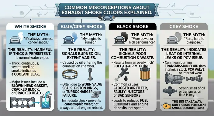 Common Misconceptions About Exhaust Smoke Colors