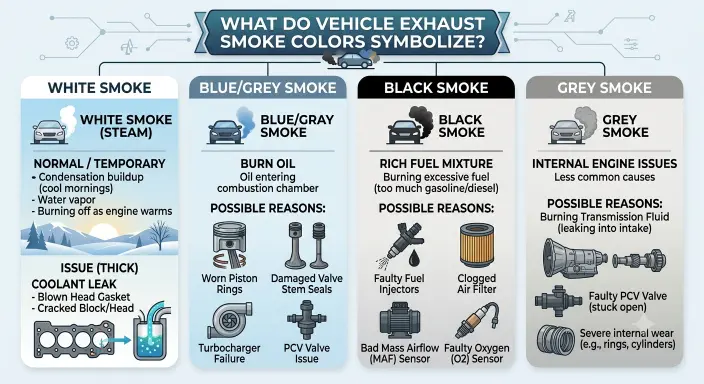 What Do Exhaust Smoke Colors Symbolize?