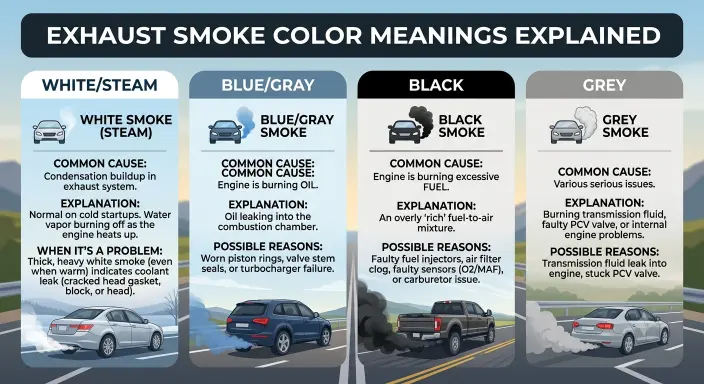 Exhaust Smoke Color Meanings Explained