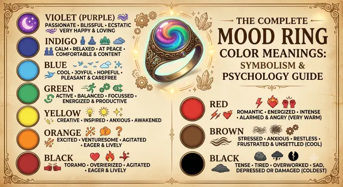 Mood Ring Color Meanings List: Complete Symbolism Guide