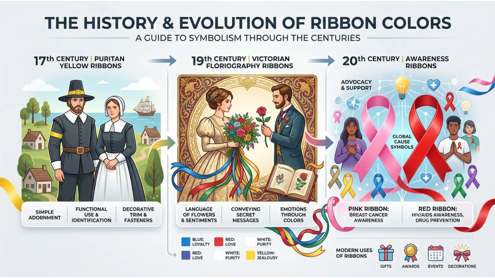 How Ribbon Color Meanings Have Changed Over Time