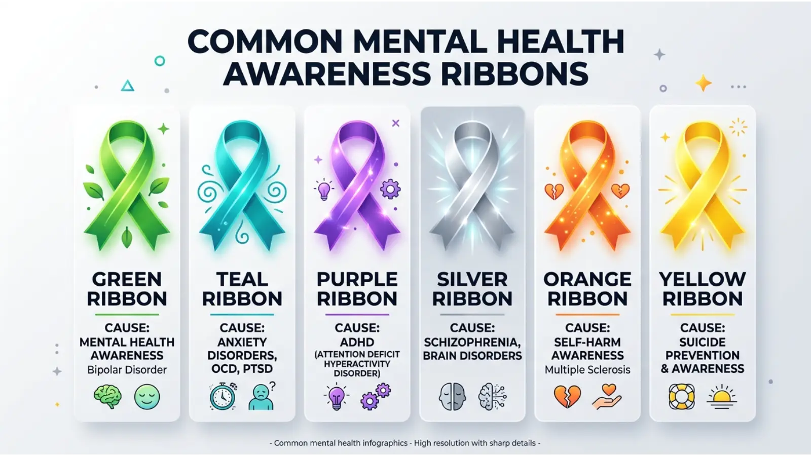 Common Mental Health Awareness Ribbon Colors