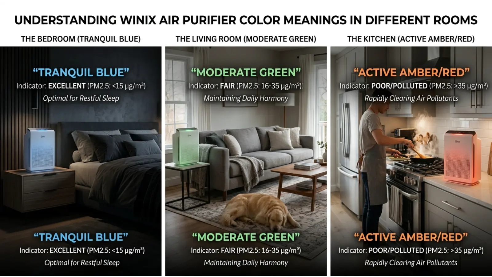 Winix Air Purifier Color Meanings in Different Rooms