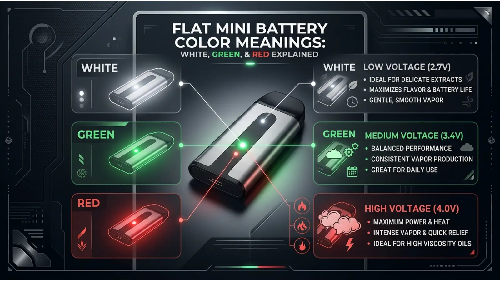 Flat Mini Battery Color Meanings