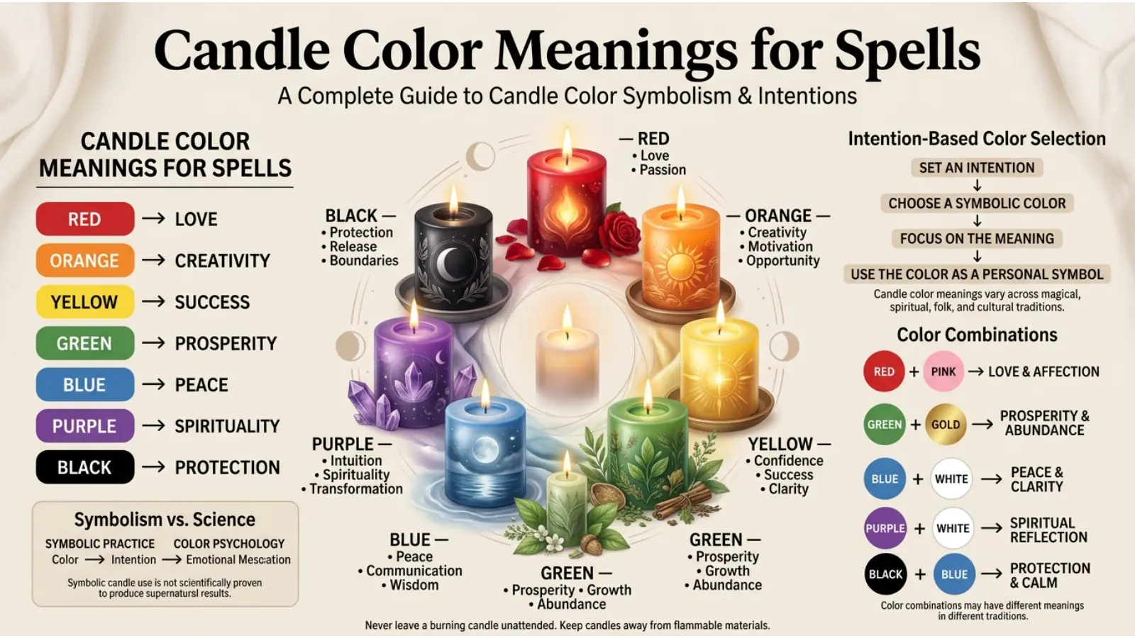 Candle Color Meanings for Spells