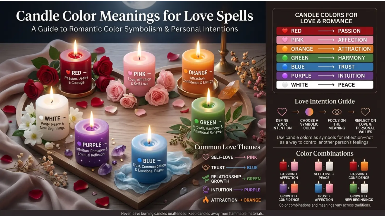 Candle Color Meanings for Love Spells