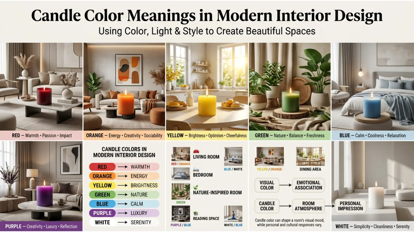 Candle Color Meanings in Modern Interior Design