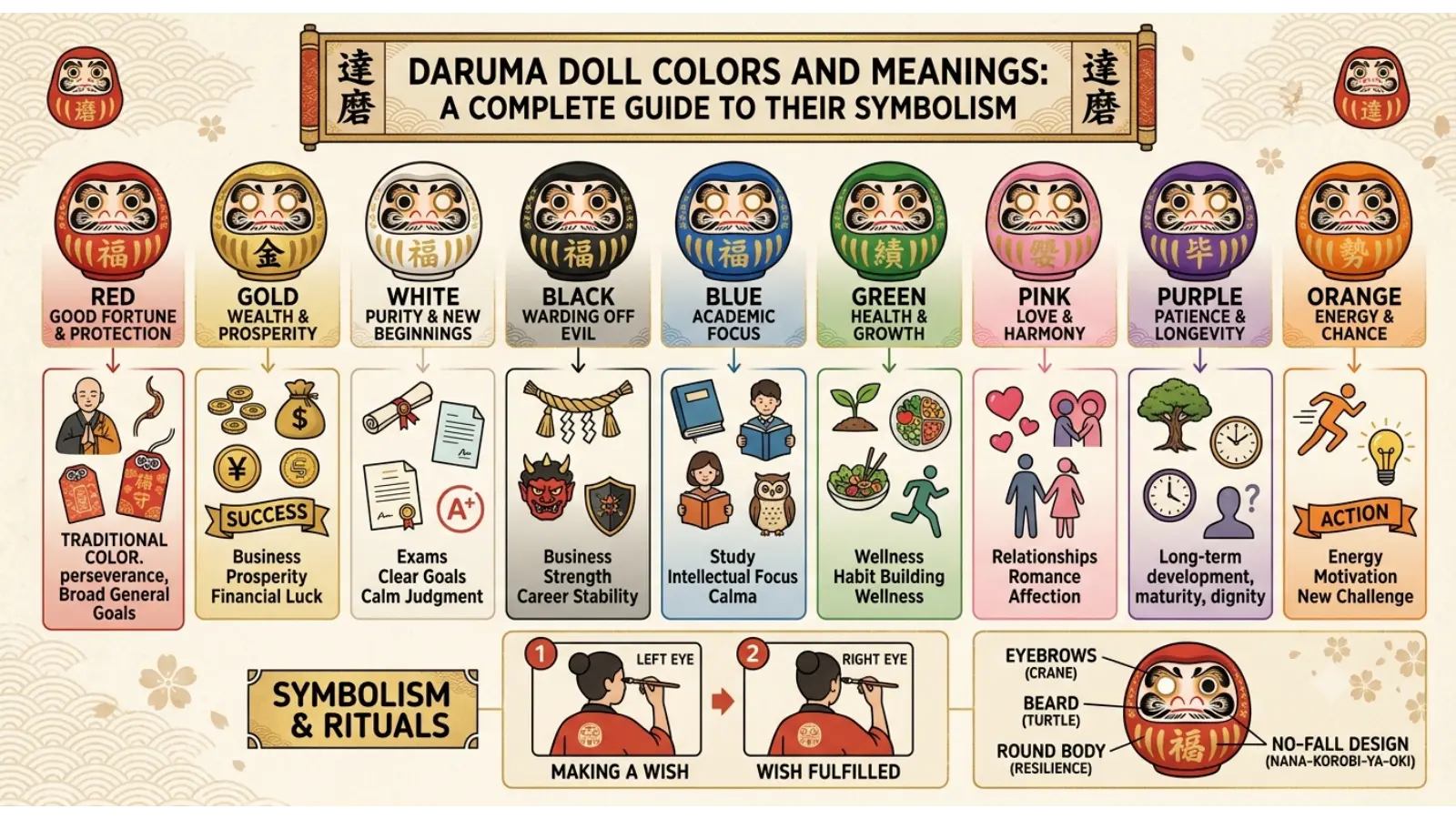 Daruma Doll Colors and Meanings Explained