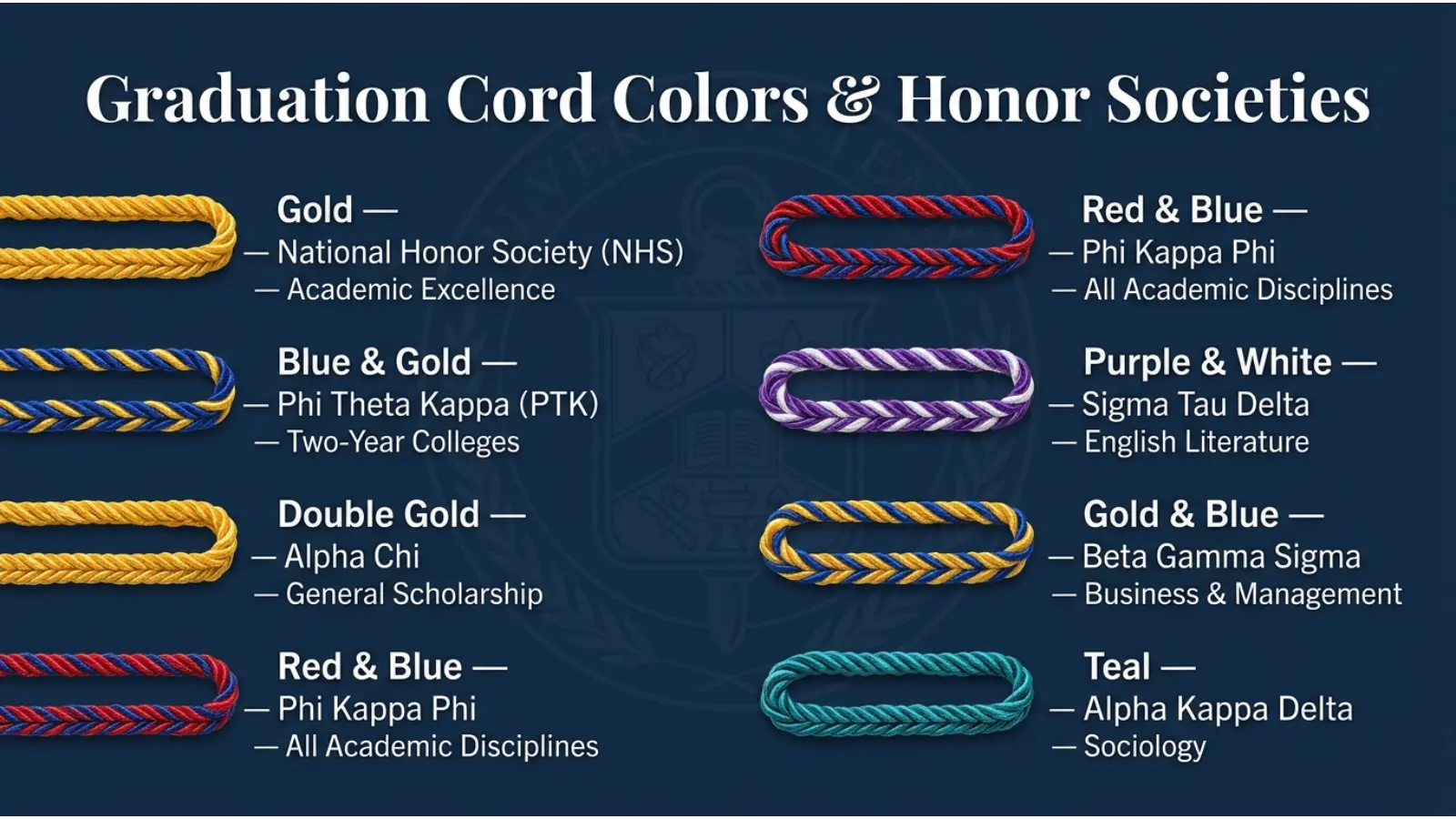 Graduation Cord Colors and Honor Societies