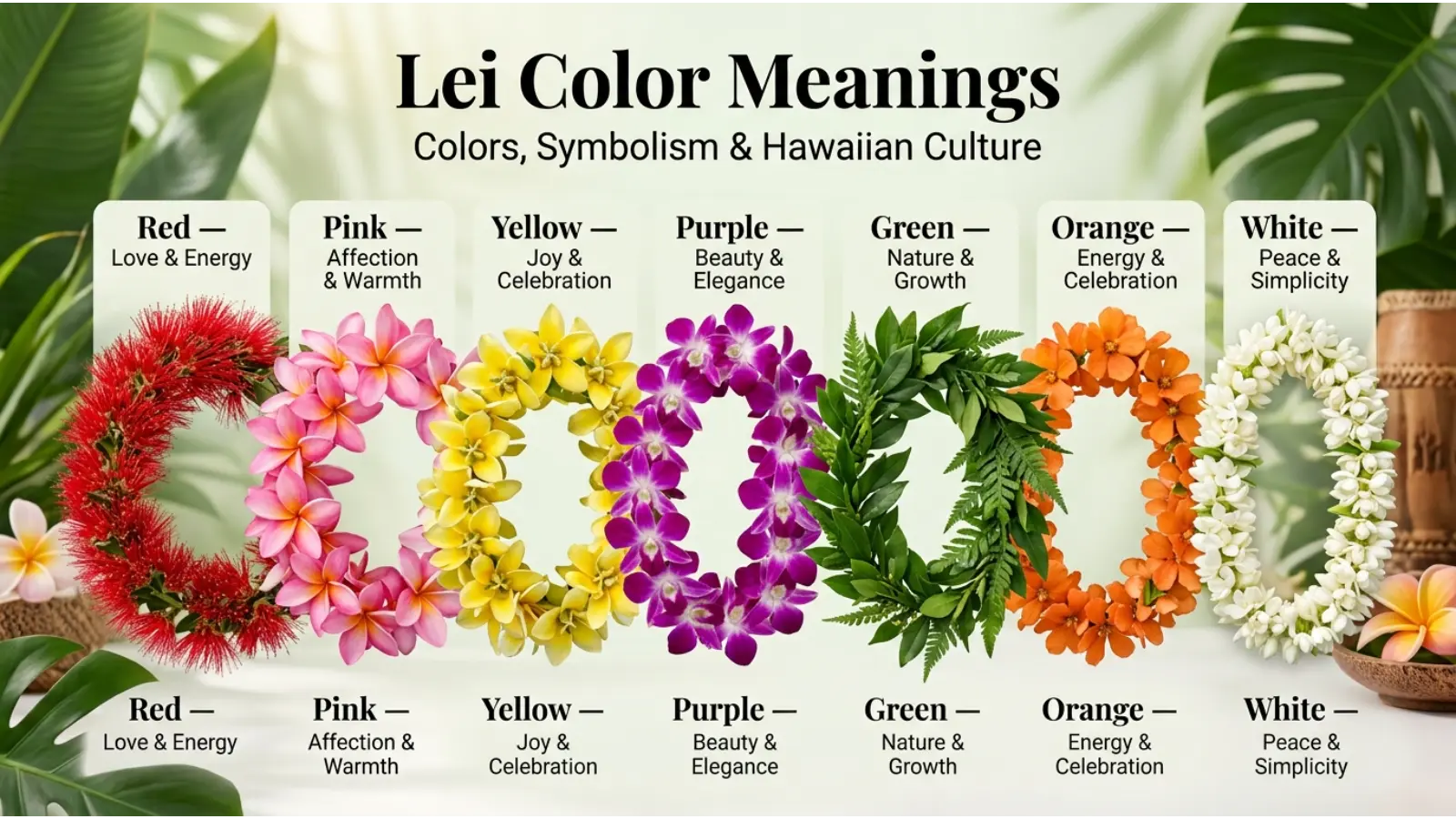 Hawaiian Lei Color Meanings and Flower Symbolism