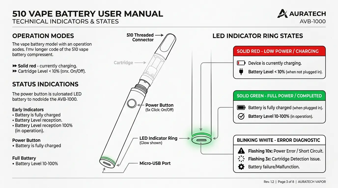510 Battery Charging Light Meanings