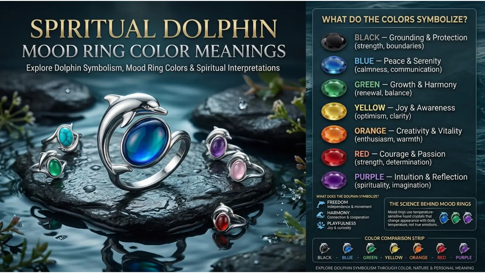 Spiritual Dolphin Mood Ring Color Meanings