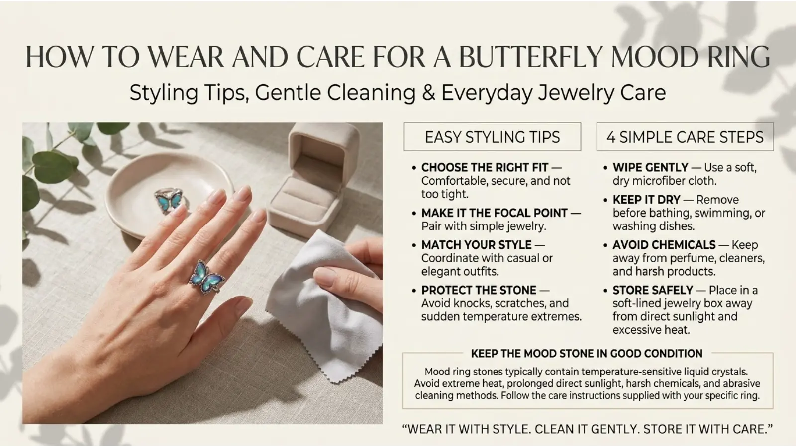 How to Wear and Care for a Butterfly Mood Ring